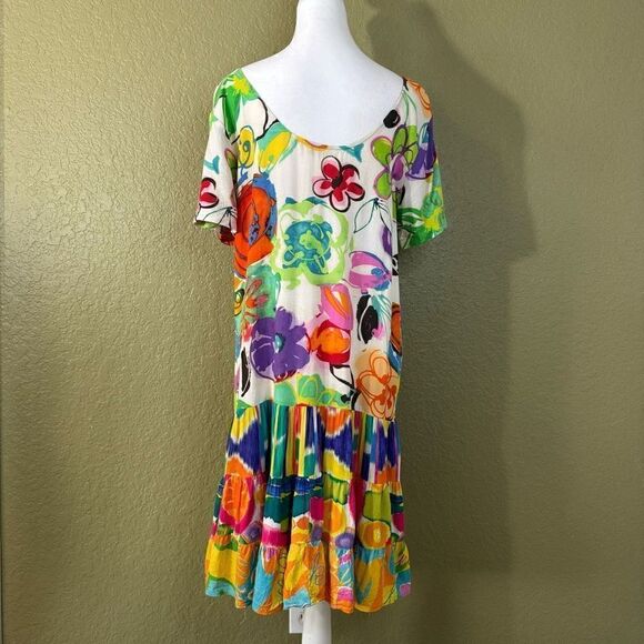 Jams World Women’s Medium Potpourri Abstract T-Shirt Midi Dress White - Picture 5 of 8